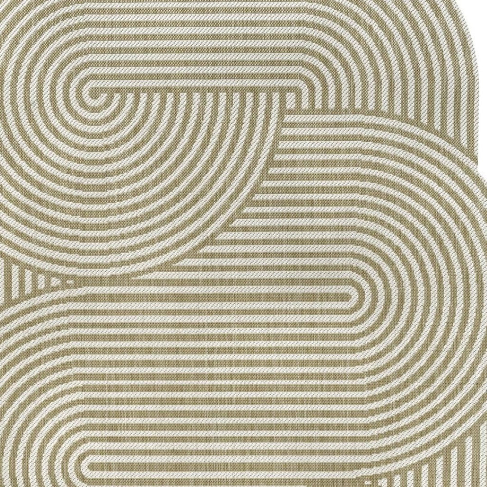 HomeRoots 6' Abstract Cream and Natural Area Rug - Durable Indoor/Outdoor Design, Low-Profile & Stylish! 704871