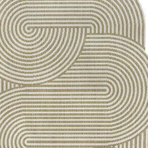 HomeRoots 6' Abstract Cream and Natural Area Rug - Durable Indoor/Outdoor Design, Low-Profile & Stylish! 704871