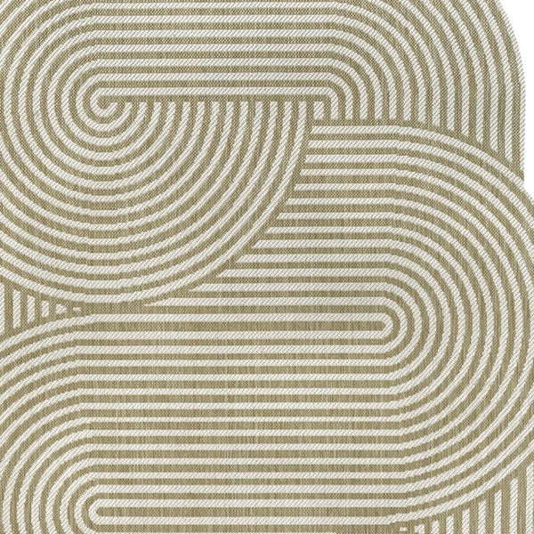 HomeRoots 6' Abstract Cream and Natural Area Rug - Durable Indoor/Outdoor Design, Low-Profile & Stylish! 704871