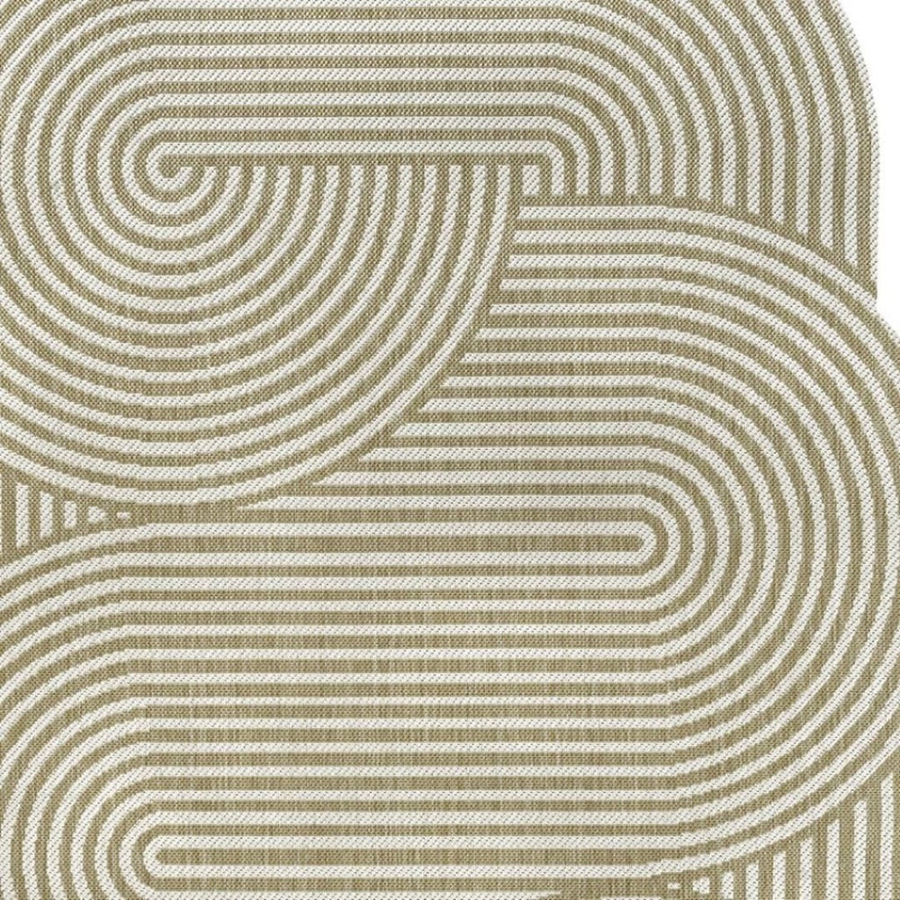 HomeRoots 8' X 10' Cream and Natural Abstract Rug - Stylish, Durable, Easy-Care Area Rug for Indoor/Outdoor Use 704872