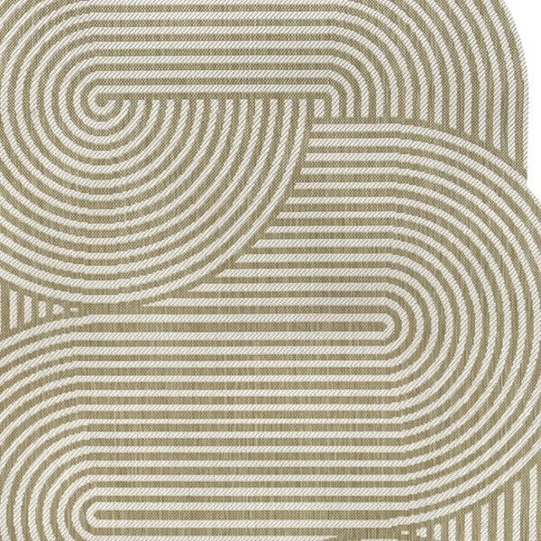 HomeRoots 8' X 10' Cream and Natural Abstract Rug - Stylish, Durable, Easy-Care Area Rug for Indoor/Outdoor Use 704872