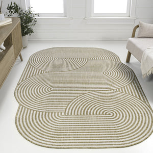 HomeRoots 8' X 10' Cream and Natural Abstract Rug - Stylish, Durable, Easy-Care Area Rug for Indoor/Outdoor Use 704872