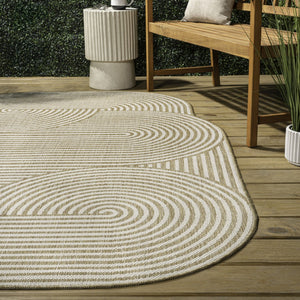 HomeRoots 8' X 10' Cream and Natural Abstract Rug - Stylish, Durable, Easy-Care Area Rug for Indoor/Outdoor Use 704872