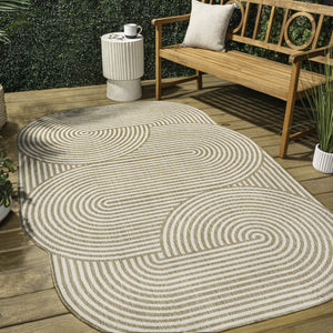 HomeRoots 8' X 10' Cream and Natural Abstract Rug - Stylish, Durable, Easy-Care Area Rug for Indoor/Outdoor Use 704872