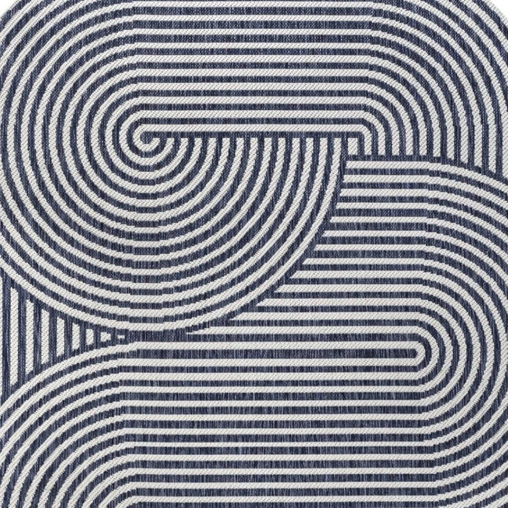 HomeRoots 4' X 6' Cream and Navy Blue Abstract Area Rug – Stylish Indoor/Outdoor Accent for Modern Spaces 704874