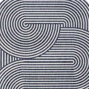 HomeRoots 4' X 6' Cream and Navy Blue Abstract Area Rug – Stylish Indoor/Outdoor Accent for Modern Spaces 704874