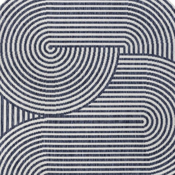 HomeRoots 4' X 6' Cream and Navy Blue Abstract Area Rug – Stylish Indoor/Outdoor Accent for Modern Spaces 704874