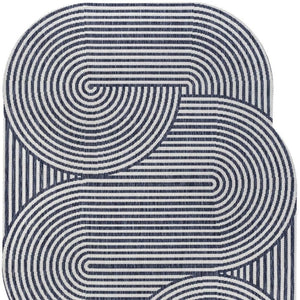 HomeRoots 4' X 6' Cream and Navy Blue Abstract Area Rug – Stylish Indoor/Outdoor Accent for Modern Spaces 704874