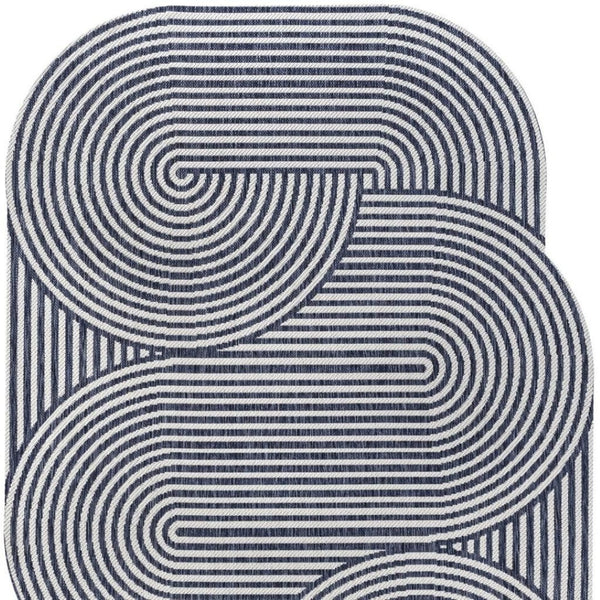 HomeRoots 4' X 6' Cream and Navy Blue Abstract Area Rug – Stylish Indoor/Outdoor Accent for Modern Spaces 704874