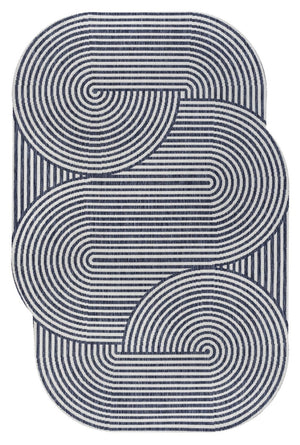 HomeRoots 4' X 6' Cream and Navy Blue Abstract Area Rug – Stylish Indoor/Outdoor Accent for Modern Spaces 704874