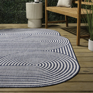 HomeRoots 4' X 6' Cream and Navy Blue Abstract Area Rug – Stylish Indoor/Outdoor Accent for Modern Spaces 704874