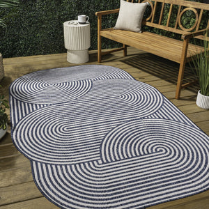 HomeRoots 4' X 6' Cream and Navy Blue Abstract Area Rug – Stylish Indoor/Outdoor Accent for Modern Spaces 704874