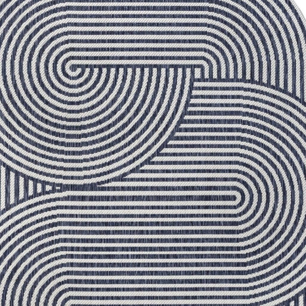 HomeRoots 6' X 9' Cream and Navy Blue Abstract Area Rug - Stylish Indoor/Outdoor Design, Durable & Easy Care 704876