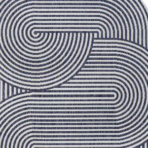 HomeRoots 6' X 9' Cream and Navy Blue Abstract Area Rug - Stylish Indoor/Outdoor Design, Durable & Easy Care 704876