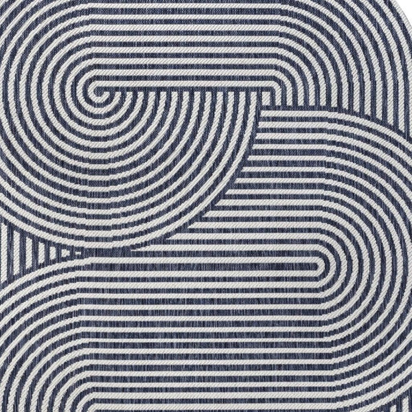 HomeRoots 6' X 9' Cream and Navy Blue Abstract Area Rug - Stylish Indoor/Outdoor Design, Durable & Easy Care 704876