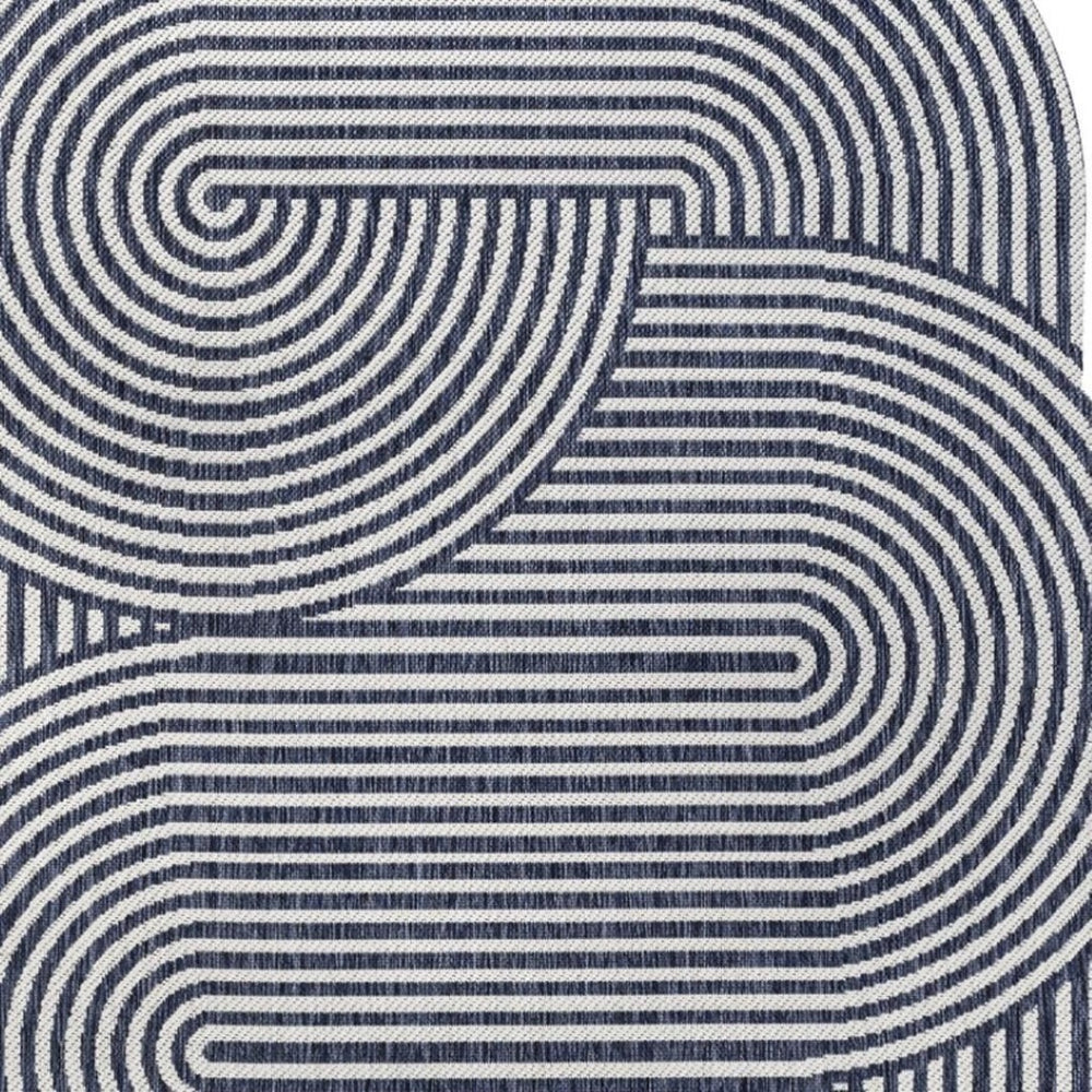 HomeRoots 8' X 10' Contemporary Cream and Navy Blue Abstract Area Rug – Durable, Versatile for Indoor/Outdoor Use 704877