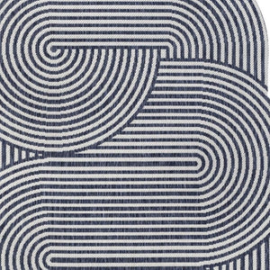 HomeRoots 8' X 10' Contemporary Cream and Navy Blue Abstract Area Rug – Durable, Versatile for Indoor/Outdoor Use 704877
