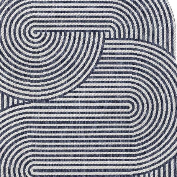 HomeRoots 8' X 10' Contemporary Cream and Navy Blue Abstract Area Rug – Durable, Versatile for Indoor/Outdoor Use 704877