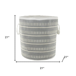 HomeRoots 21" Blue Fabric Basket - Versatile Round Organizer for Toys, Blankets, and Home Essentials Storage 704884