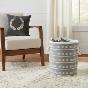 HomeRoots 21" Blue Fabric Basket - Versatile Round Organizer for Toys, Blankets, and Home Essentials Storage 704884