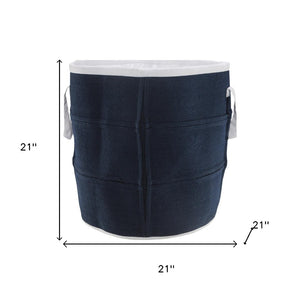 HomeRoots 21" Blue Fabric Basket - Stylish, Durable Storage Solution for Toys, Blankets, and More! 704886