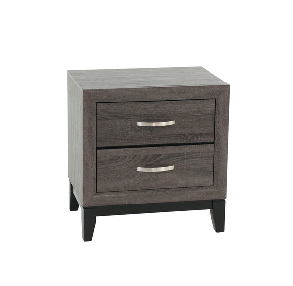 English Elm Bedroom Rustic Grey Oak Nightstand 2-Drawer Pine Bedside Table 24x16x25" Simple Stylish Storage for Lamps & Organized Rooms B011P248055