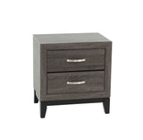 English Elm Bedroom Furniture Rustic Grey Oak Simple 1 Piece Nightstand 2-Drawers Bed Side Table Solidwood