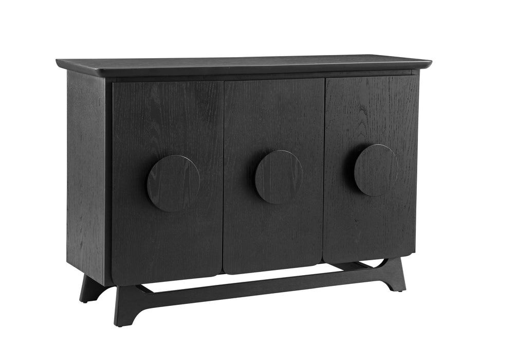 Basset Mirror Dunnigan Black Server - Modern Elegance With Adjustable Shelving & Stylish Wood Pulls For Versatile Storage Black Wood 7049-dr-576