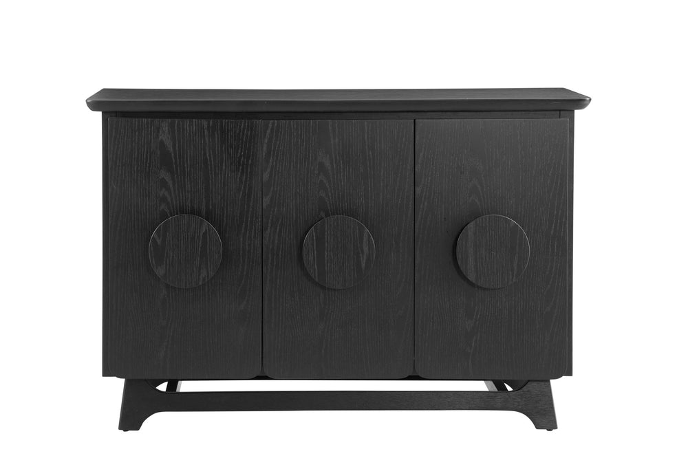 Basset Mirror Dunnigan Black Server - Modern Elegance With Adjustable Shelving & Stylish Wood Pulls For Versatile Storage Black Wood 7049-dr-576