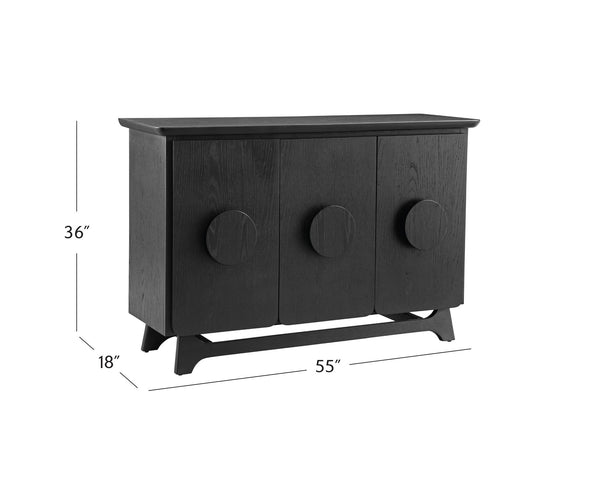 Basset Mirror Dunnigan Black Server - Modern Elegance With Adjustable Shelving & Stylish Wood Pulls For Versatile Storage Black Wood 7049-dr-576