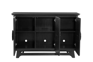 Basset Mirror Dunnigan Black Server - Modern Elegance With Adjustable Shelving & Stylish Wood Pulls For Versatile Storage Black Wood 7049-dr-576