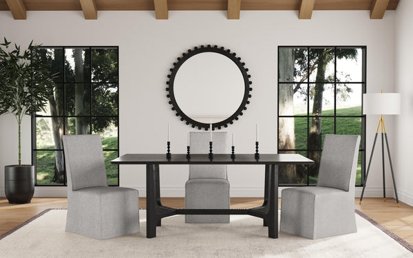 Basset Mirror Dunnigan Black Round Dining Table - Modern Solid Wood Design With Open X-base For Stylish Interiors Black Wood 7049-dr-600