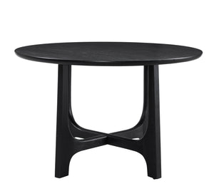 Basset Mirror Dunnigan Black Round Dining Table - Modern Solid Wood Design With Open X-base For Stylish Interiors Black Wood 7049-dr-700