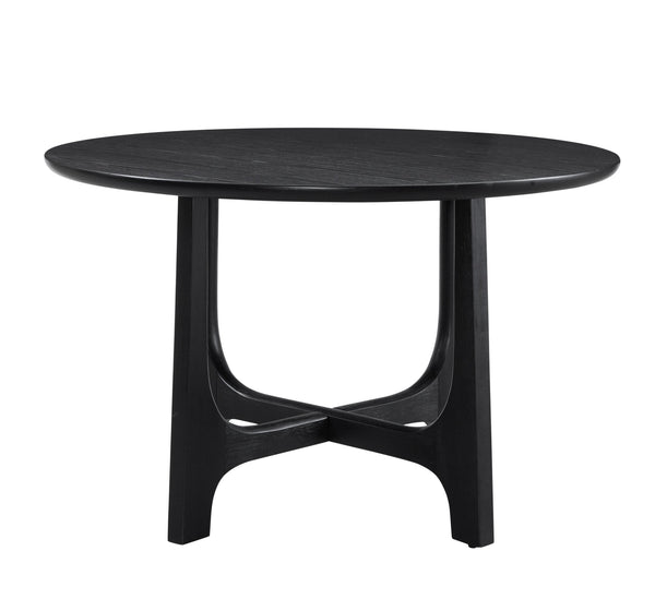 Basset Mirror Dunnigan Black Round Dining Table - Modern Solid Wood Design With Open X-base For Stylish Interiors Black Wood 7049-dr-700