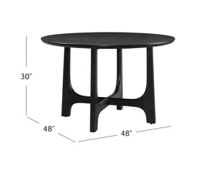 Basset Mirror Dunnigan Black Round Dining Table - Modern Solid Wood Design With Open X-base For Stylish Interiors Black Wood 7049-dr-700