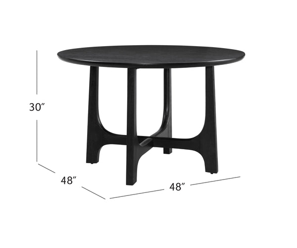 Basset Mirror Dunnigan Black Round Dining Table - Modern Solid Wood Design With Open X-base For Stylish Interiors Black Wood 7049-dr-700