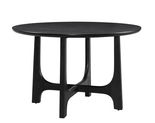 Basset Mirror Dunnigan Black Round Dining Table - Modern Solid Wood Design With Open X-base For Stylish Interiors Black Wood 7049-dr-700