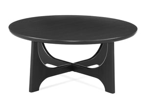 Basset Mirror Dunnigan Round Cocktail Table - Modern Black Oak Design With Adjustable Levelers For Perfect Balance Black Wood 7049-lr-120