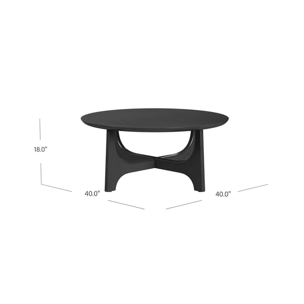 Basset Mirror Dunnigan Round Cocktail Table - Modern Black Oak Design With Adjustable Levelers For Perfect Balance Black Wood 7049-lr-120