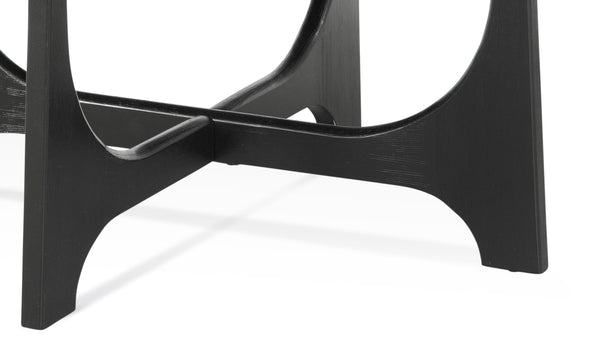 Basset Mirror Dunnigan Round Cocktail Table - Modern Black Oak Design With Adjustable Levelers For Perfect Balance Black Wood 7049-lr-120