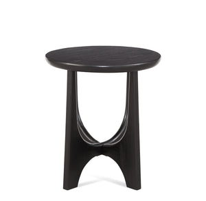 Basset Mirror Dunnigan Round End Table: Modern Organic Design With Black Matte Finish & Adjustable Floor Levelers Black Wood 7049-lr-220