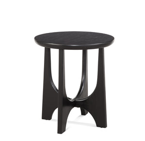 Basset Mirror Dunnigan Round End Table: Modern Organic Design With Black Matte Finish & Adjustable Floor Levelers Black Wood 7049-lr-220