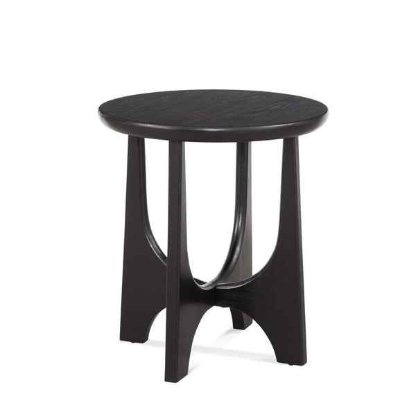 Basset Mirror Dunnigan Round End Table: Modern Organic Design With Black Matte Finish & Adjustable Floor Levelers Black Wood 7049-lr-220