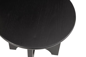 Basset Mirror Dunnigan Round End Table: Modern Organic Design With Black Matte Finish & Adjustable Floor Levelers Black Wood 7049-lr-220