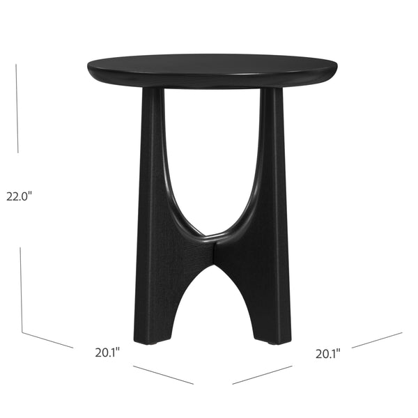 Basset Mirror Dunnigan Round End Table: Modern Organic Design With Black Matte Finish & Adjustable Floor Levelers Black Wood 7049-lr-220