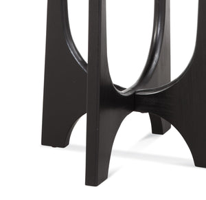 Basset Mirror Dunnigan Round End Table: Modern Organic Design With Black Matte Finish & Adjustable Floor Levelers Black Wood 7049-lr-220