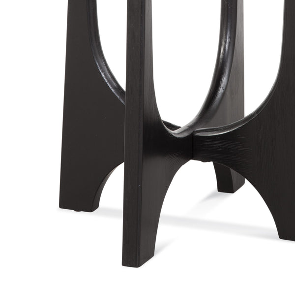 Basset Mirror Dunnigan Round End Table: Modern Organic Design With Black Matte Finish & Adjustable Floor Levelers Black Wood 7049-lr-220