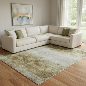 HomeRoots 8' X 10' Beige and Ivory Geometric Area Rug - Durable, Washable, UV-Protected for Modern Homes 704913