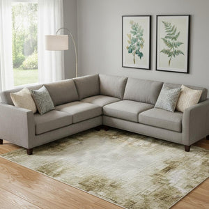 HomeRoots 9' X 12' Beige Geometric Washable Area Rug – UV Protected, Durable, Perfect for Families & Pets! 704914
