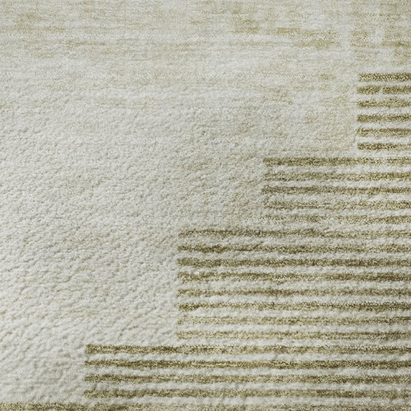 HomeRoots 10' X 14' Beige and Ivory Geometric Area Rug - Washable, Stain-Resistant with UV Protection & Style! 704915